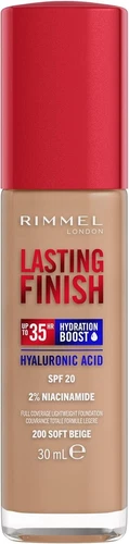 Rimmel Lasting Finish 35Hr Foundation 200 Soft Beige, Full Coverage, Hydrating